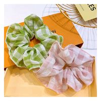 Korean Hair Scrunchies Retro Small Fragrance Style British Large Square Fold Wide-sided Fairy Hair Circle Ball Head Tie Rubber Band  Wholesale Nihaojewelry main image 6