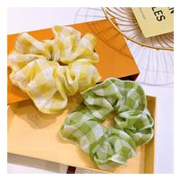 Korean Hair Scrunchies Retro Small Fragrance Style British Large Square Fold Wide-sided Fairy Hair Circle Ball Head Tie Rubber Band  Wholesale Nihaojewelry main image 4