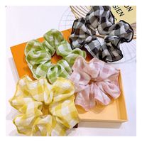 Korean Hair Scrunchies Retro Small Fragrance Style British Large Square Fold Wide-sided Fairy Hair Circle Ball Head Tie Rubber Band  Wholesale Nihaojewelry main image 3