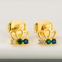 Fashion Temperament Hollow Crown Earrings Micro-set Zircon Earrings Small And Charming Wild Earrings  Wholesale Nihaojewelry main image 4