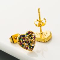 Rainbow Earrings Copper-plated Real Gold-plated Micro-set Zircon Earrings Colored Gemstones Heart-shaped Earrings  Wholesale Nihaojewelry main image 5