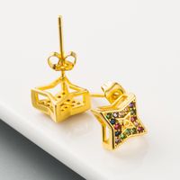 Fashion Small And Exquisite Four-pointed Star Hollow Earrings Copper Micro-set Color Zircon Earrings Ladies Niche Earrings  Wholesale Nihaojewelry main image 5