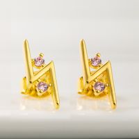 Personality Exaggerated Lightning Geometric Temperament Earrings Copper Plated True Gold Micro-set Color Zircon Earrings  Wholesale Nihaojewelry main image 1