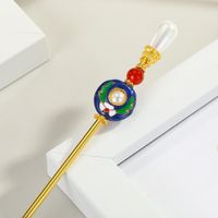Classic Cloisonne Hairpin Painted Enamel Ancient Style Hairpin Pearl Han Style Hair Accessories Super Fairy Wholesale Nihaojewelry sku image 4