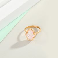 New Jewelry Imitation Crystal Bud Bergamot Ring Imitation Natural Stone Fatima Finger Ring Adjustable Ring Wholesale Nihaojewelry sku image 1