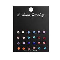 Fashion Stud Earrings Fashion Size Pearl Inlay 12 Pairs Color Diamond Set Earrings Popular Wholesale Nihaojewelry sku image 1