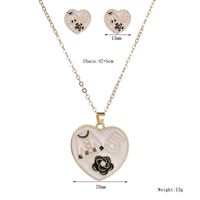 Fashion Jewelry Hot Mother's Day Fashion Wild Heart-shaped Pendant Necklace Earrings Drop Oil Combination Jewelry Set  Wholesale Nihaojewelry sku image 1