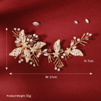 The New Side Clip Golden Leaves Handmade Hairpin Bride Toast Show Wo Clothing Chinese Wedding Head Ornaments  Wholesale Nihaojewelry sku image 2