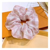Korean Hair Scrunchies Retro Small Fragrance Style British Large Square Fold Wide-sided Fairy Hair Circle Ball Head Tie Rubber Band  Wholesale Nihaojewelry sku image 1