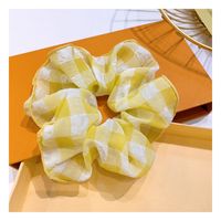 Korean Hair Scrunchies Retro Small Fragrance Style British Large Square Fold Wide-sided Fairy Hair Circle Ball Head Tie Rubber Band  Wholesale Nihaojewelry sku image 2