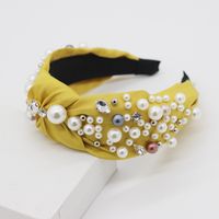 Korean Fashion Headband Pearl Hair Band Cross Fabric Diamond Geometric Casual Street Shooting Party Ladies Hair Accessories Wholesale Nihaojewelry sku image 1