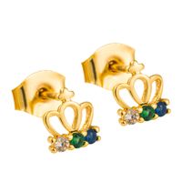 Fashion Temperament Hollow Crown Earrings Micro-set Zircon Earrings Small And Charming Wild Earrings  Wholesale Nihaojewelry sku image 1