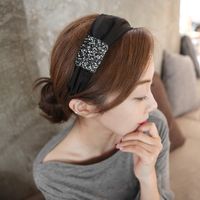Korean Headband Fashion New Solid Color High-end Fabric Headband High-end Luxury Shiny Diamond Hairpin Fashion Headband Wholesale Nihaojewelry main image 2