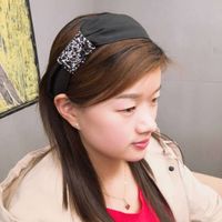 Korean Headband Fashion New Solid Color High-end Fabric Headband High-end Luxury Shiny Diamond Hairpin Fashion Headband Wholesale Nihaojewelry main image 3