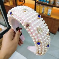 Best Selling High-end Luxury Diamond Inlaid Sponge Headband Nail Full Diamond Pearl Hairpin Retro Fashion Adult Headband Wholesale Nihaojewelry main image 3