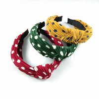 Best Selling Fabric Pleated Knotted Hair Band High-end Wave Point Wide-edge Hairpin Pressure Hair Round Dot Headband Ladies Wholesale Nihaojewelry main image 4