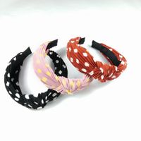 Best Selling Fabric Pleated Knotted Hair Band High-end Wave Point Wide-edge Hairpin Pressure Hair Round Dot Headband Ladies Wholesale Nihaojewelry main image 5