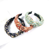 Explosions Wide-brimmed Pleated Knotted Headband High-end Fabric Small Floral Pressure Hairpin Carson Crimped Headband Wholesale Nihaojewelry main image 5