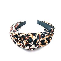Best Selling Retro Leopard Knotted Headband High-grade Gold Velvet Printed Hairpin Simple Wide-brimmed Hair Headband  Wholesale Nihaojewelry main image 6