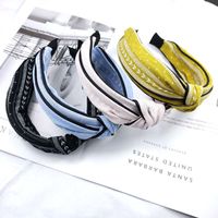 Korean Fashion Simple High-end Fabric Dashed Knotted Headband Retro Double-layer Printing Hairpin Fashion Pressure Hair Headband  Wholesale Nihaojewelry main image 1