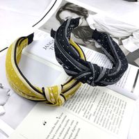 Korean Fashion Simple High-end Fabric Dashed Knotted Headband Retro Double-layer Printing Hairpin Fashion Pressure Hair Headband  Wholesale Nihaojewelry main image 4