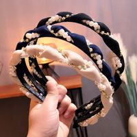 Korean Fashion Pearl Braid Headband Exquisite Shiny With Diamond Hairpin High-end Boutique Headband Pressure Hair Accessories Wholesale Nihaojewelry main image 1
