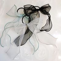 Korean Fashion New Super Fairy Streamer Hair Ring Fashion Wide-edged Organza Hair Rope Solid Color Bow Tie Horsetail Rubber Band Wholesale Nihaojewelry main image 5