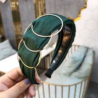 Korean Fashion High-end Metal Ring Wide-brimmed Headband Solid Color Fabric Fine Hairpin Fashion Pressure Headband Wholesale Nihaojewelry sku image 5