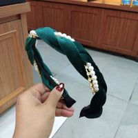 Koreanische Version Von Perlen-strass-gewebten Dünnen Seiten Stirnband Gesicht Waschen Damen Einfaches Gewelltes Stirnband Rutsch Feste Kreuz Kette sku image 3