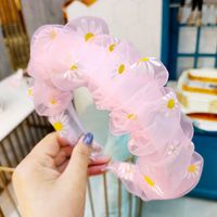 Korean Fashion Daisy Eugen Yarn Sweet Hair Hoop High-end Fold Super Fairy Mesh Yarn Hairpin Hair Headband Wholesale Nihaojewelry sku image 2