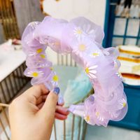 Korean Fashion Daisy Eugen Yarn Sweet Hair Hoop High-end Fold Super Fairy Mesh Yarn Hairpin Hair Headband Wholesale Nihaojewelry sku image 3