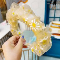 Korean Fashion Daisy Eugen Yarn Sweet Hair Hoop High-end Fold Super Fairy Mesh Yarn Hairpin Hair Headband Wholesale Nihaojewelry sku image 5