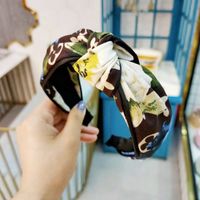 Korean Wide-brimmed High-end Fabric Knotted Headband Retro Simple Printing Head Jewelry Temperament Pressure Headband Girl Wholesale Nihaojewelryd sku image 2