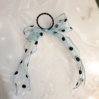 Korean Fashion New Super Fairy Streamer Hair Ring Retro Wave Point Organza Hair Rope Wide-side Bow Tie Horsetail Rubber Band Wholesale Nihaojewelry sku image 3