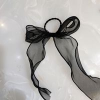 Korean Fashion New Super Fairy Streamer Hair Ring Fashion Wide-edged Organza Hair Rope Solid Color Bow Tie Horsetail Rubber Band Wholesale Nihaojewelry sku image 1