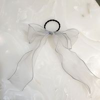 Korean Fashion New Super Fairy Streamer Hair Ring Fashion Wide-edged Organza Hair Rope Solid Color Bow Tie Horsetail Rubber Band Wholesale Nihaojewelry sku image 2