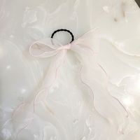 Korean Fashion New Super Fairy Streamer Hair Ring Fashion Wide-edged Organza Hair Rope Solid Color Bow Tie Horsetail Rubber Band Wholesale Nihaojewelry sku image 4