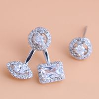 Exquisite Korean Fashion Sweet Zircon Simple Asymmetrical Ring Earrings Wholesale Nihaojewelry sku image 1