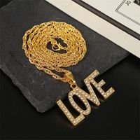 Fashion  Trend Culture Hip Hop  Diamond   Love Letter Hip Hop Necklace  Nihaojewelry Wholesale main image 4