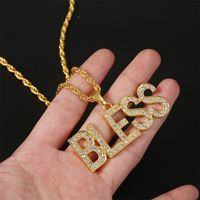 Fashion Simple  Bless Hip Hop Alphabet Necklace  Trend Exaggerated Hip-hop  Pendant  Nihaojewelry Wholesale main image 3