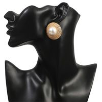 Fashion New Simple Style  Geometric Round Pearl Rhinestone  Earrings Nihaojewelry Wholesale main image 3