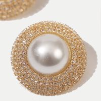 Fashion New Simple Style  Geometric Round Pearl Rhinestone  Earrings Nihaojewelry Wholesale main image 5