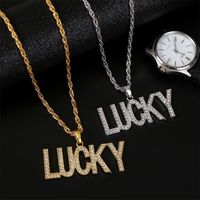 Fashion Diamond Simple Exaggerated Personality Hip-hop Lucky Alphabet Necklace Nihaojewelry Wholesale main image 1