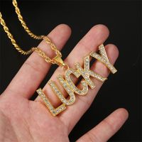 Fashion Diamond Simple Exaggerated Personality Hip-hop Lucky Alphabet Necklace Nihaojewelry Wholesale main image 3