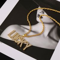 Fashion Diamond Simple Exaggerated Personality Hip-hop Lucky Alphabet Necklace Nihaojewelry Wholesale main image 4