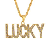 Fashion Diamond Simple Exaggerated Personality Hip-hop Lucky Alphabet Necklace Nihaojewelry Wholesale main image 6