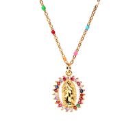 New Fashion Simple Style  Religion Virgin Mary Pendant Holy Necklace Copper Inlaid Colorful Zircon Necklace Nihaojewelry Wholesale main image 1