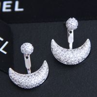 Korean Fashion Sweet Ol Simple Personality Inlaid Zirconium Meniscus Earrings Wholesale Nihaojewelry sku image 1