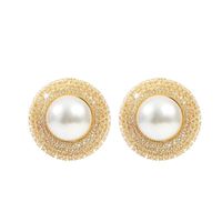 Fashion New Simple Style  Geometric Round Pearl Rhinestone  Earrings Nihaojewelry Wholesale sku image 1