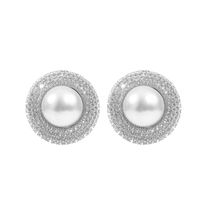 Fashion New Simple Style  Geometric Round Pearl Rhinestone  Earrings Nihaojewelry Wholesale sku image 2